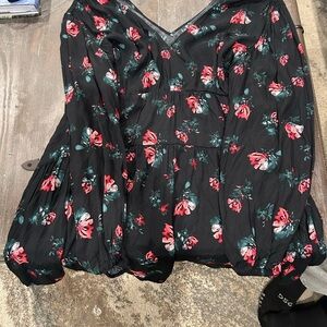 Floral Black Blouse